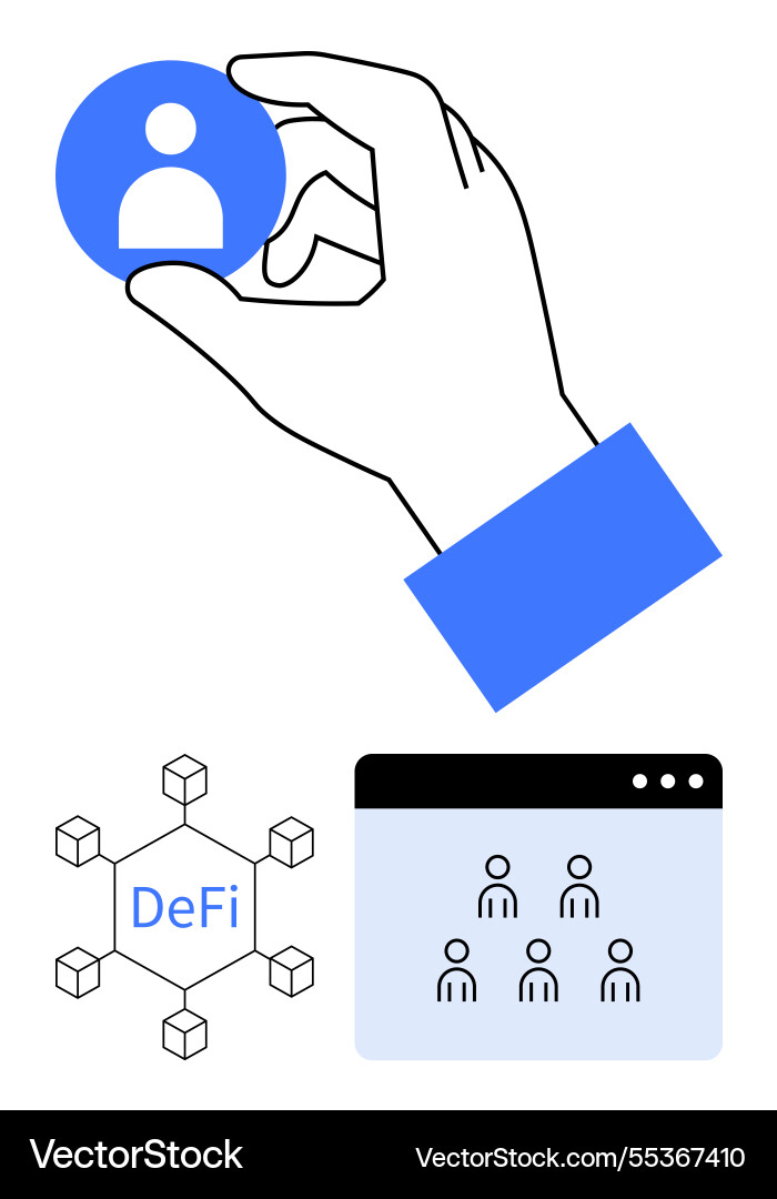 Hand selecting user icon with decentralized Vector Image