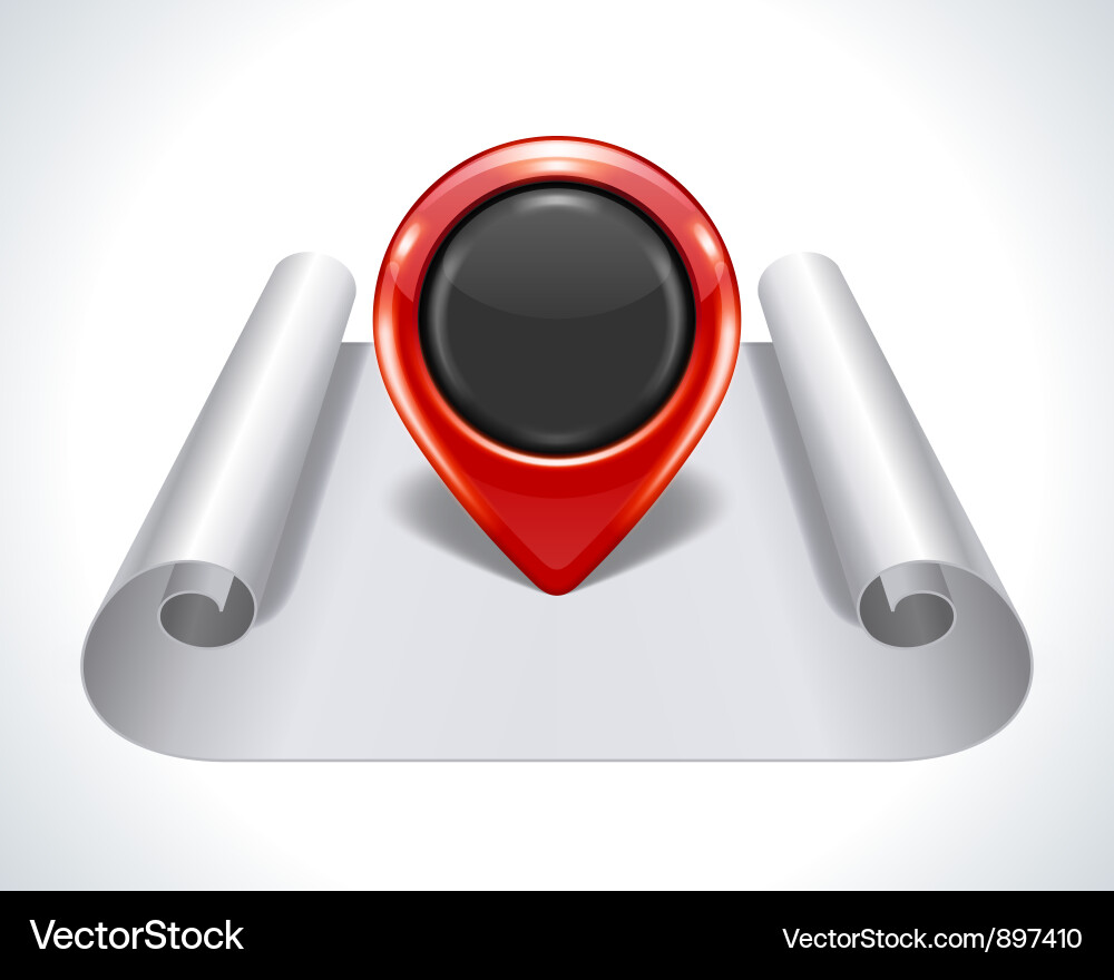 Red Map Pointer on White Paper Vector Image