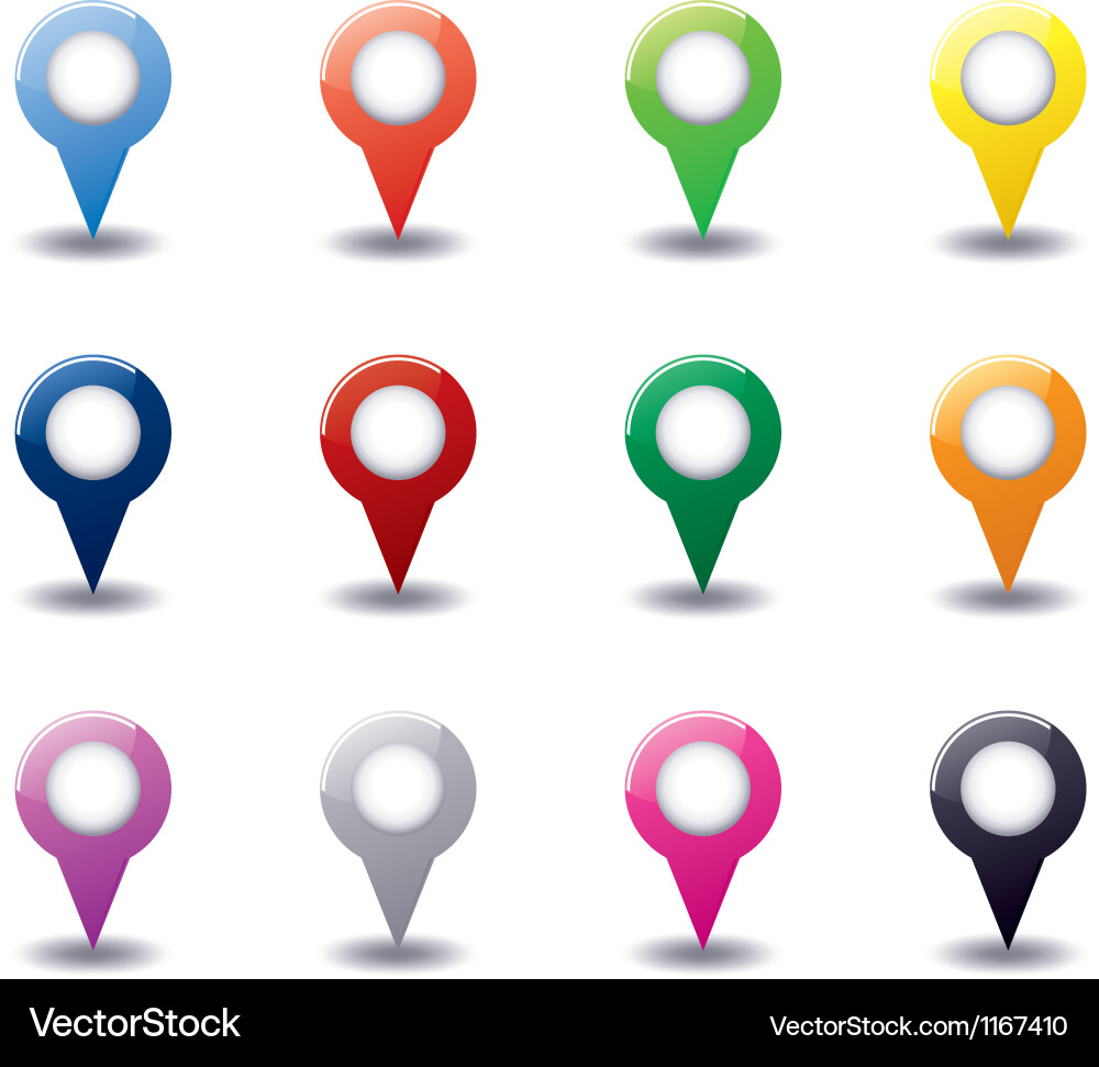 Set von 3D Round Map Pointers vektorbild