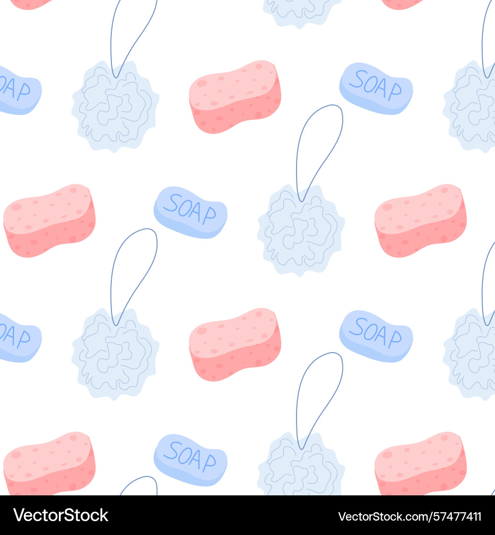 Colorful soap and loofah pattern creating Vector Image