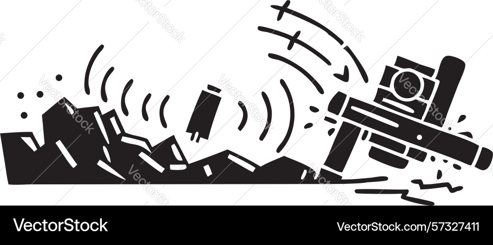 Damaged objects emitting waves signal disruption vector image