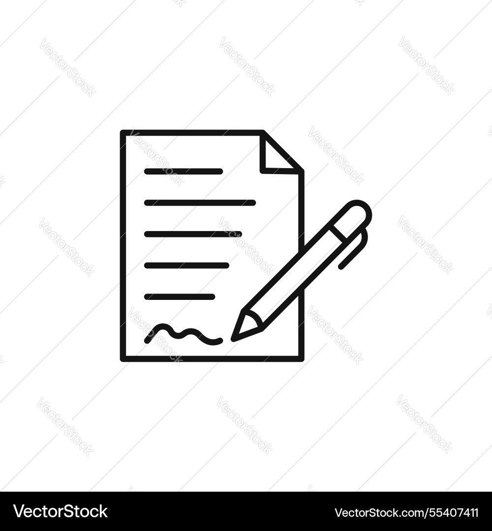 Document signed icon simple thin line vector image