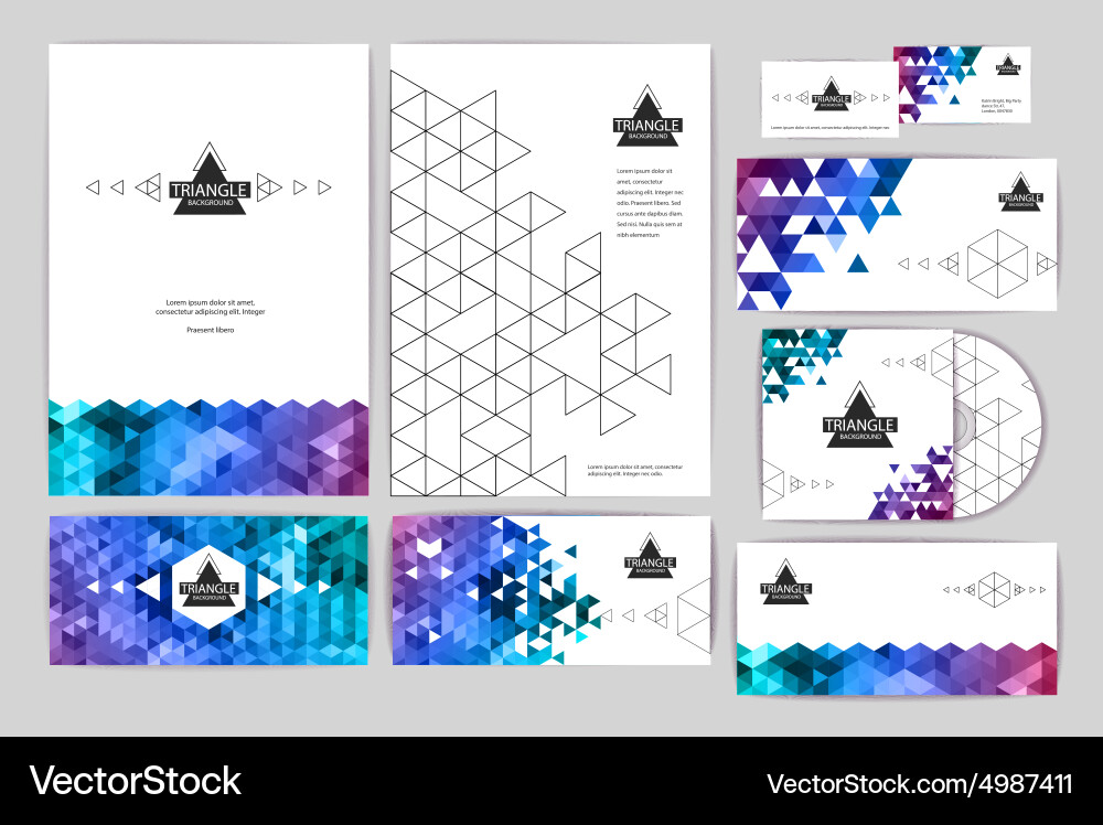 Document template with triangle background Vector Image