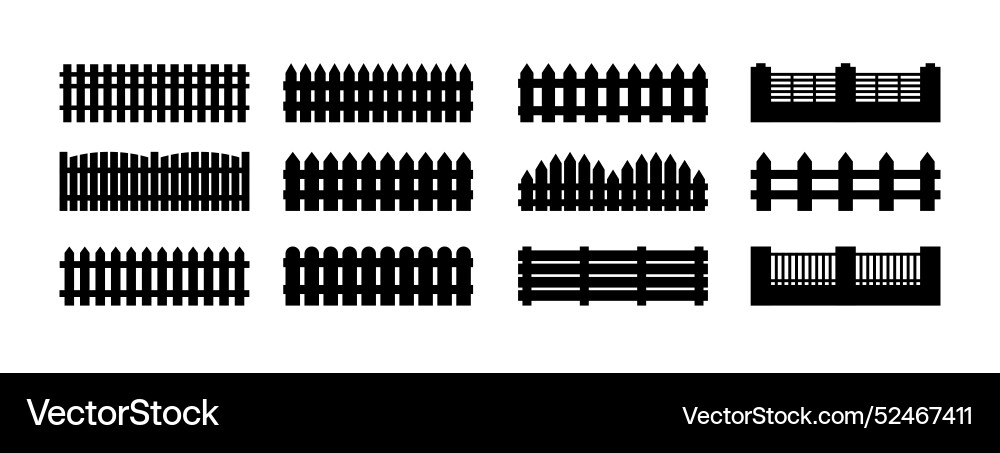Fence template element icon set isolated Fence template element icon set isolated vector image