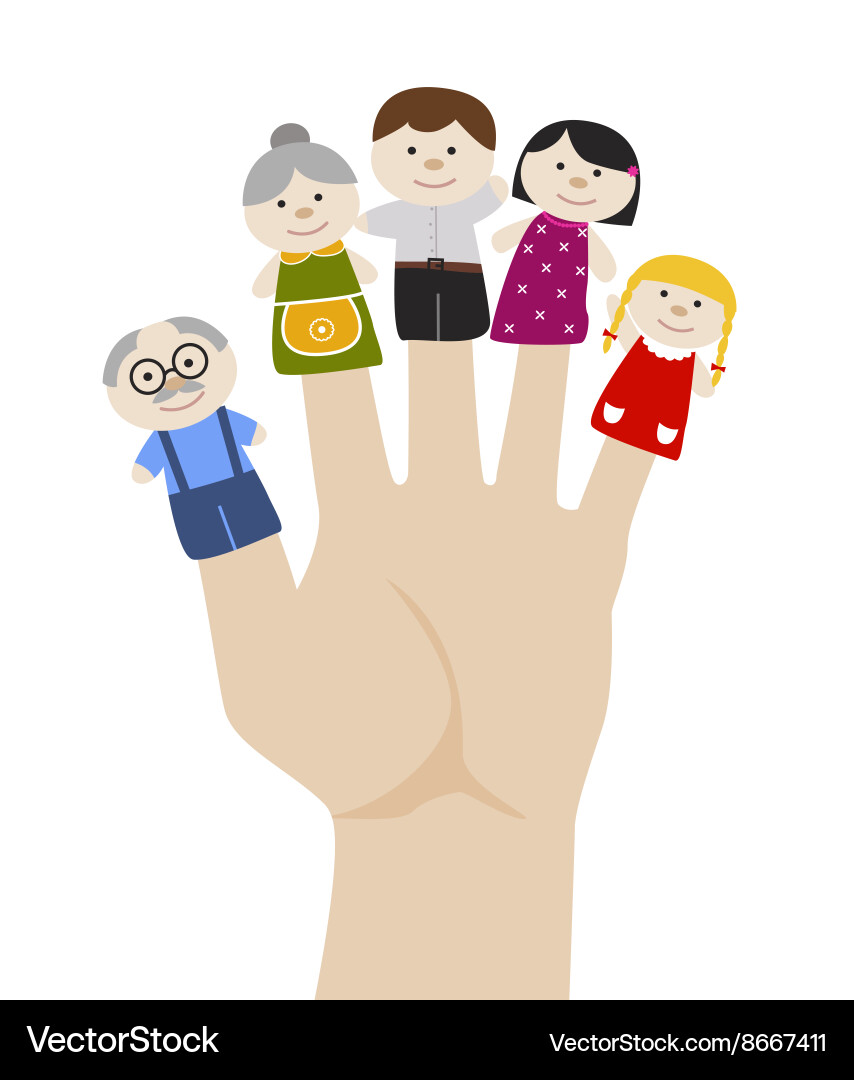 Happy Finger Puppet Family Royalty Free Vector Image