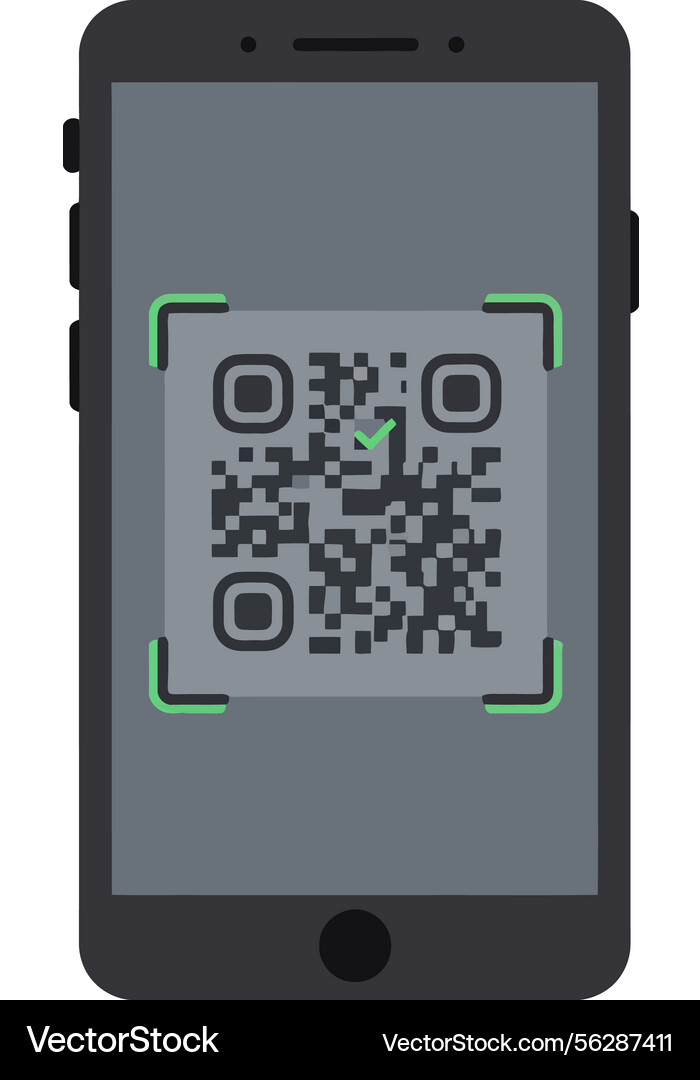Modern smartphone scanning qr code with green Vector Image