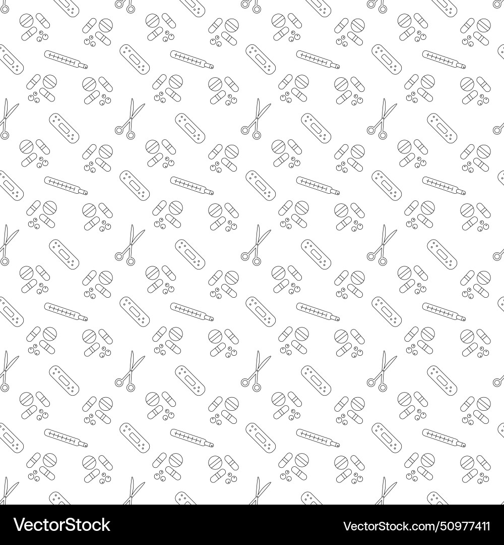 Seamless pattern with patch thermometer pills Seamless pattern with patch thermometer pills vector image