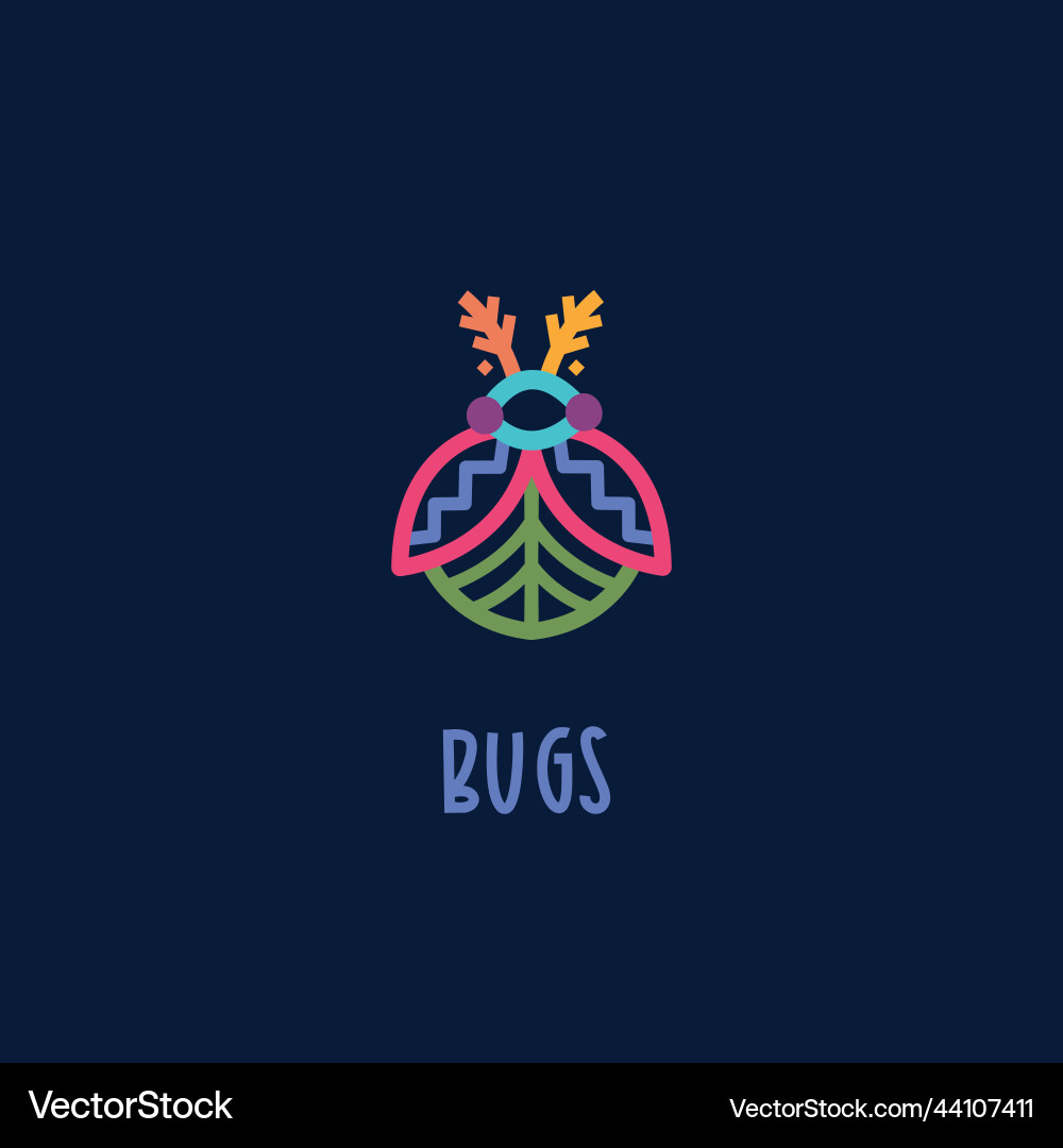 Simple colourful lines bug logo template Simple colourful lines bug logo template vector image