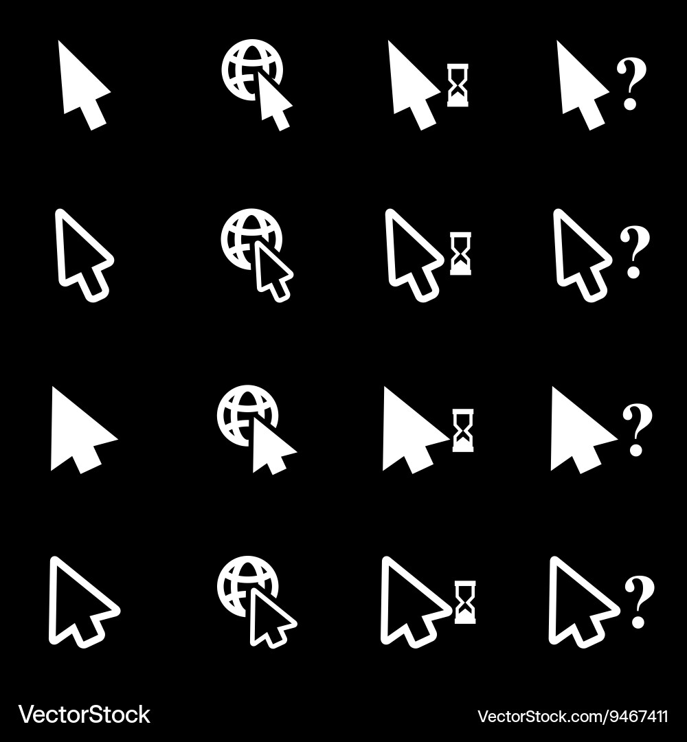White Cursor Icon Set vector image