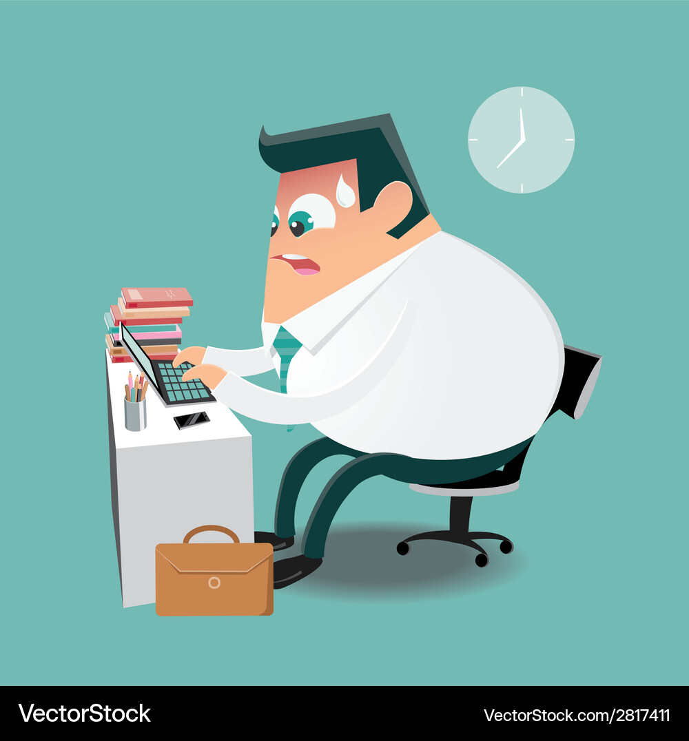 Working on computer in the office Vector Image