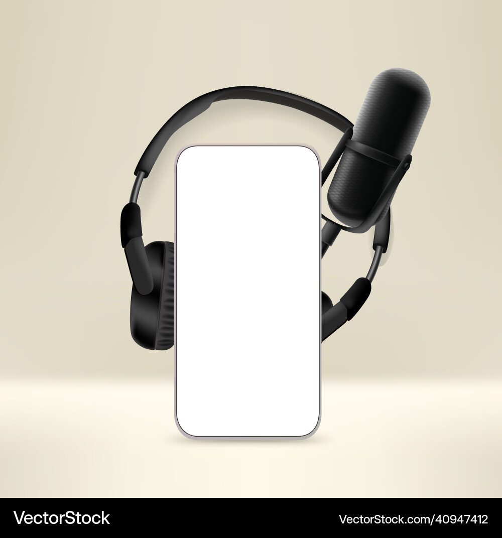 Audio application concept with smartphone vector image