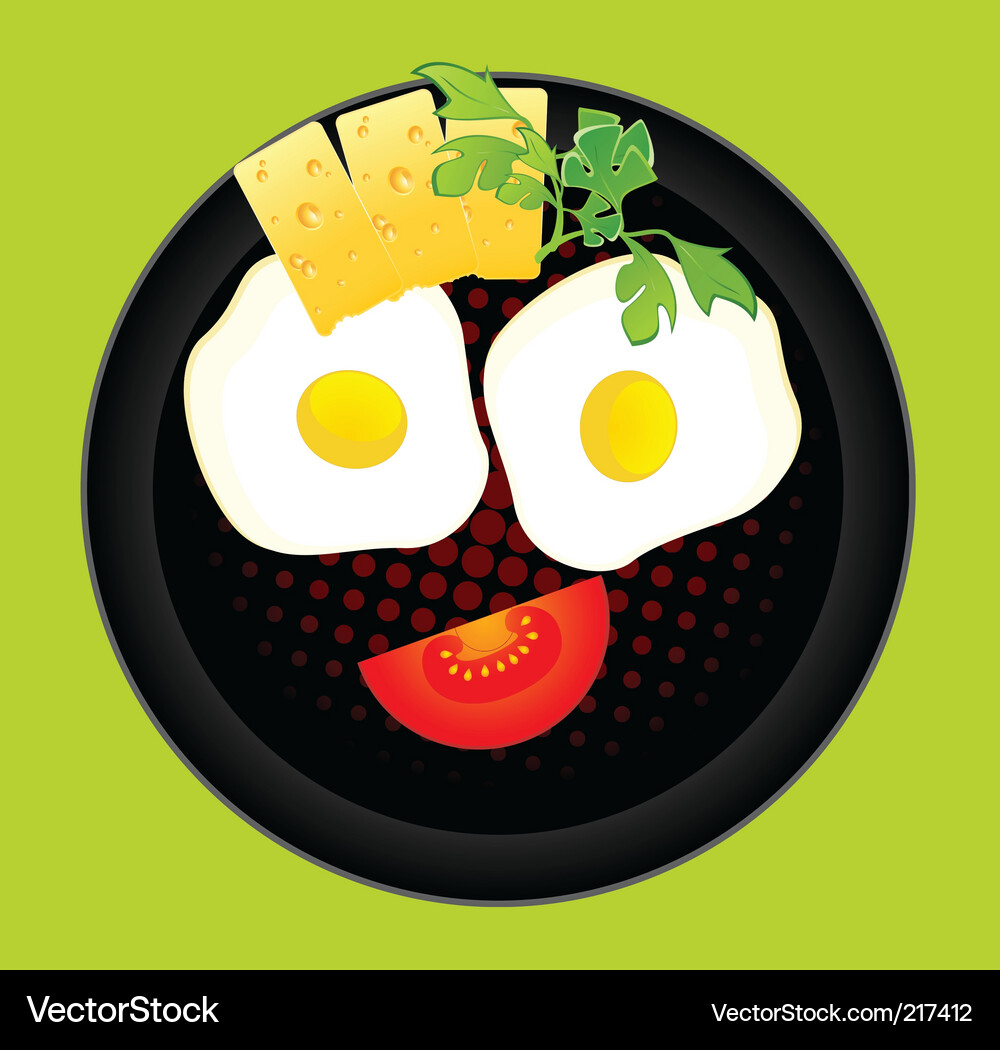 Breakfast Plate with Eggs and Toast Vector Image