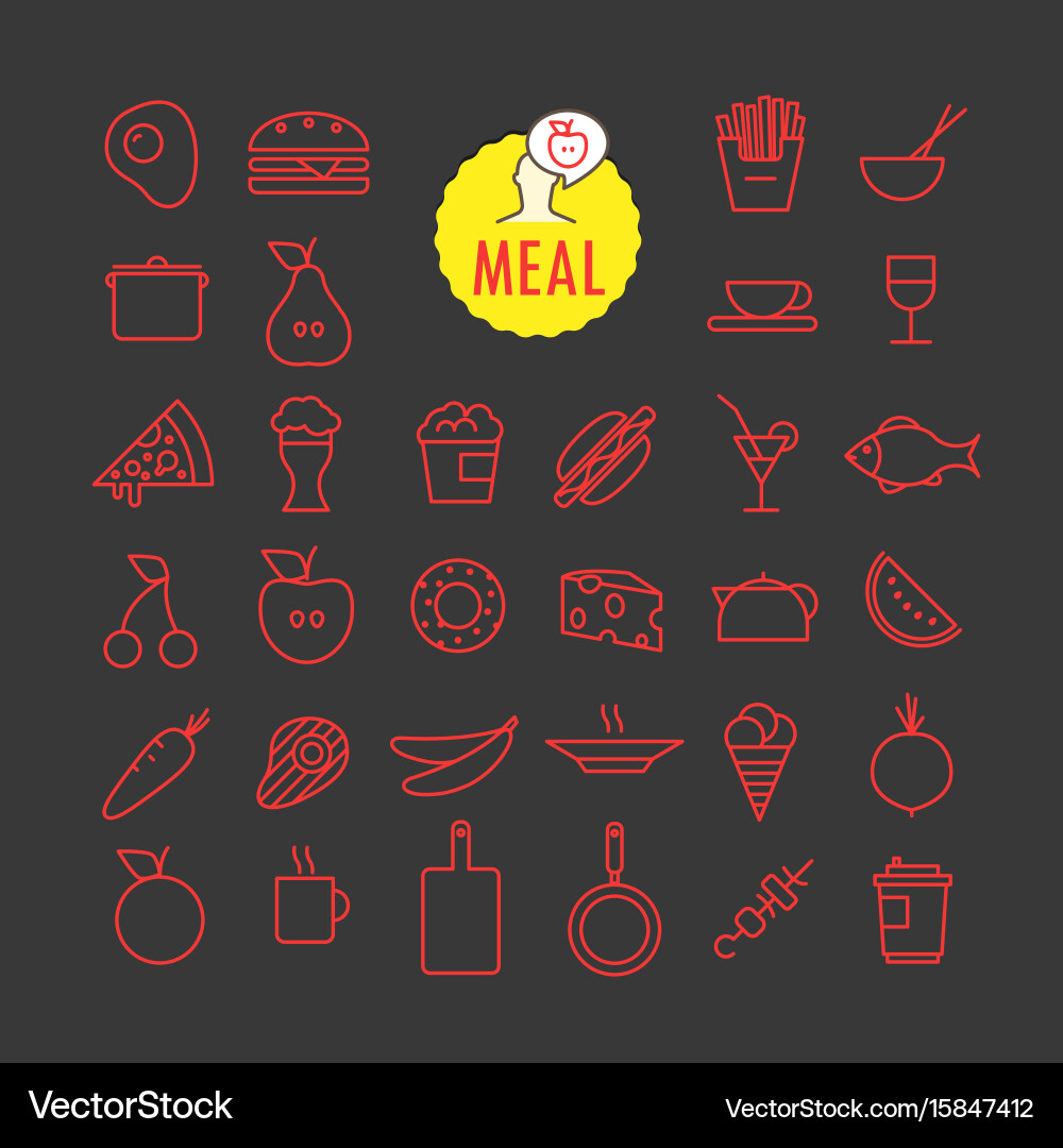 Different meal icons collection web and mobile Vector Image