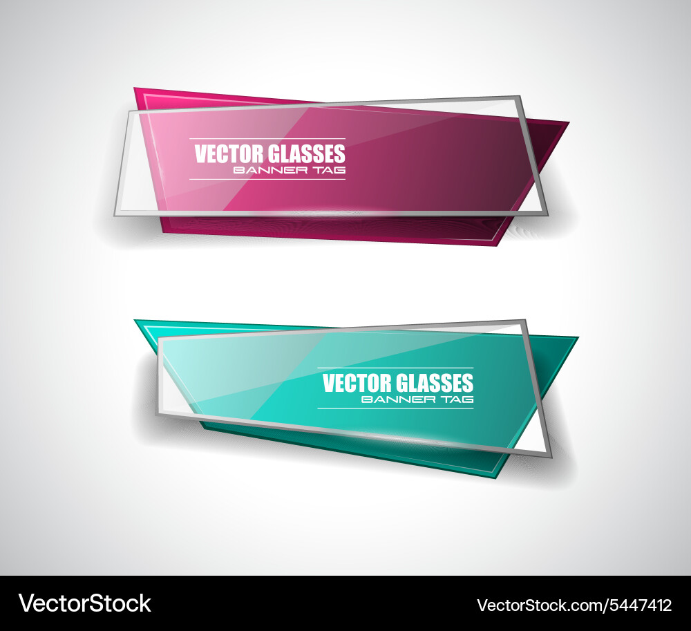 Glass banner with abstract shape and glossy effect vector image