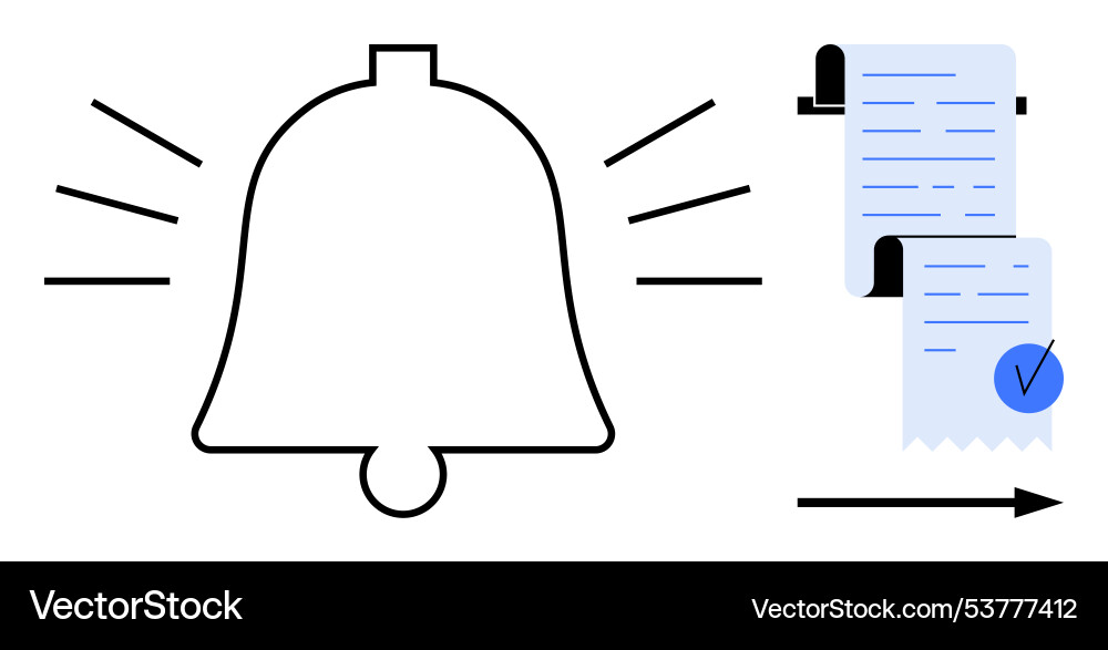 Notification bell with task completion checklist Notification bell with task completion checklist vector image