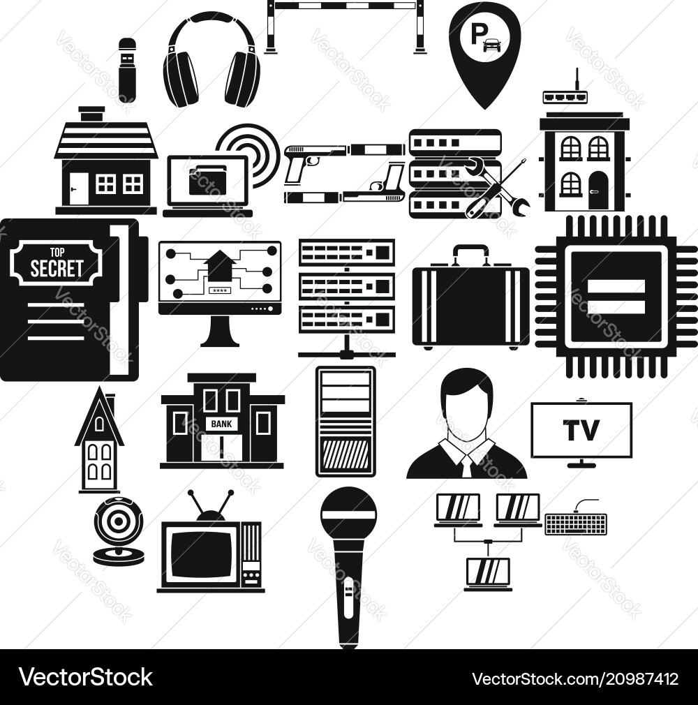 Recorder icons set simple style Recorder icons set simple style vector image