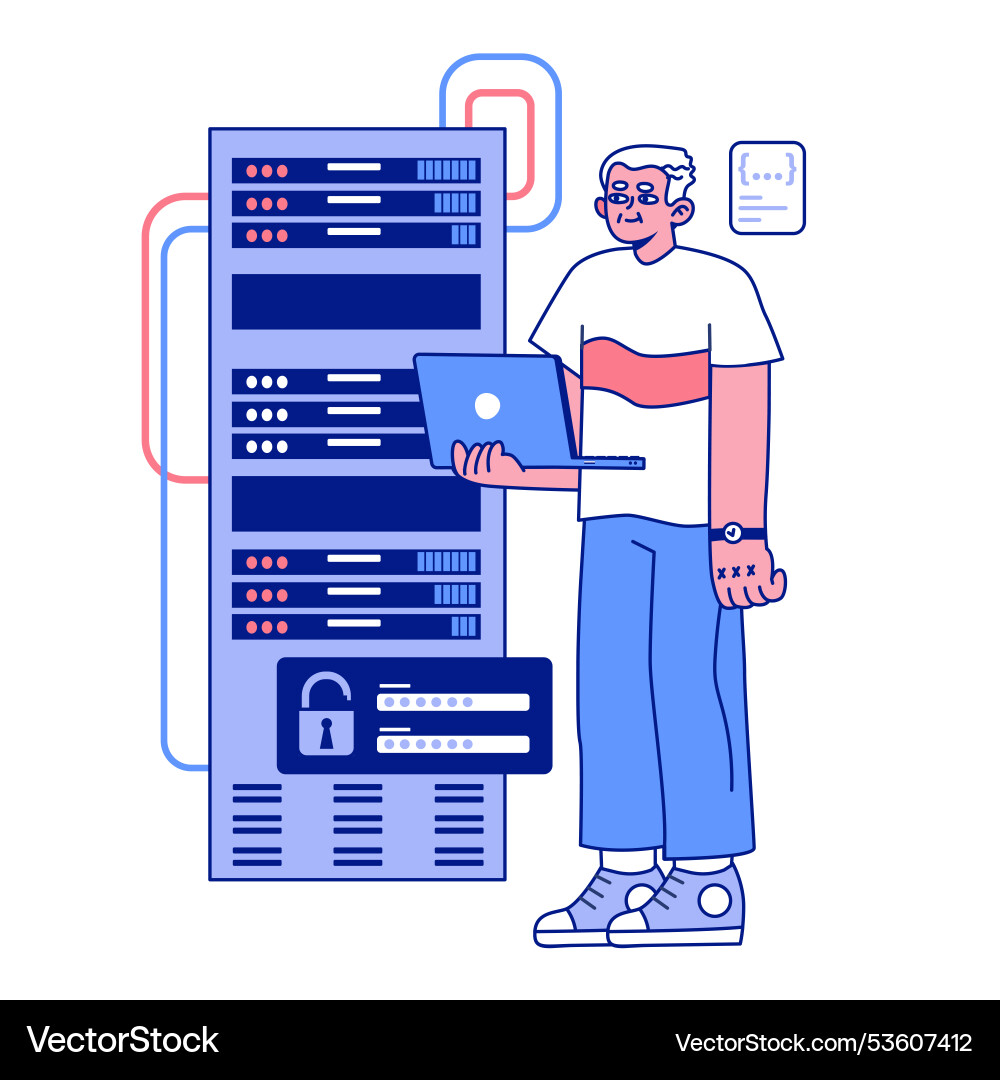 Senior developer oldman programming and coding Senior developer oldman programming and coding vector image
