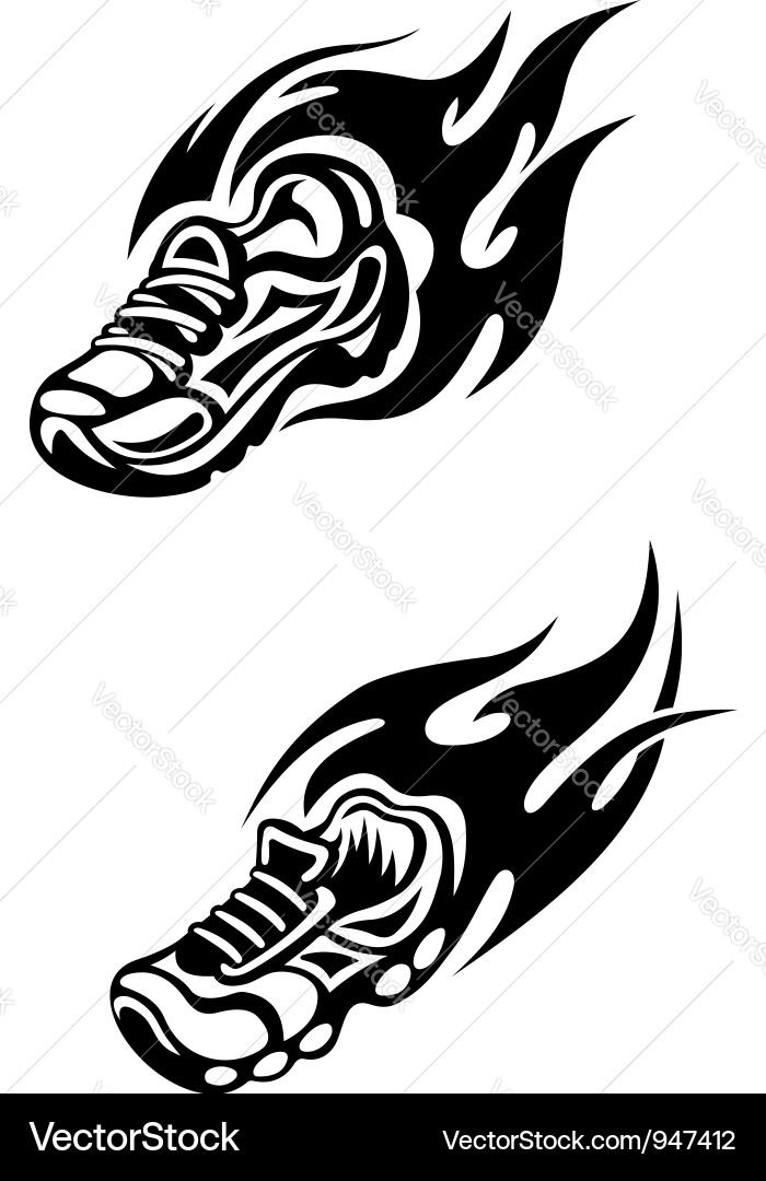 Tribal Flame Sneakers Tattoo vector image