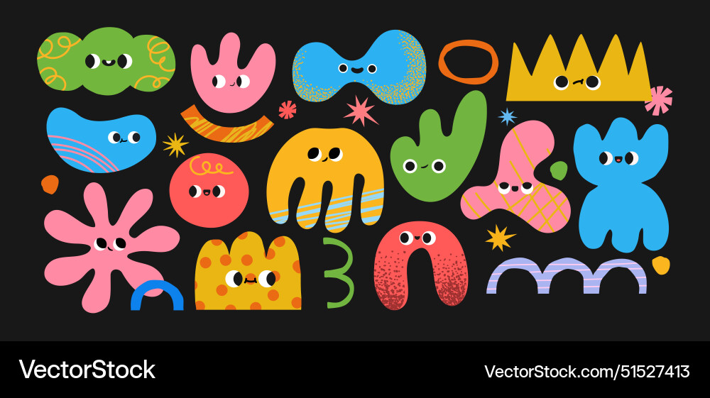 Abstract shape character naive amorphous objects Vector Image