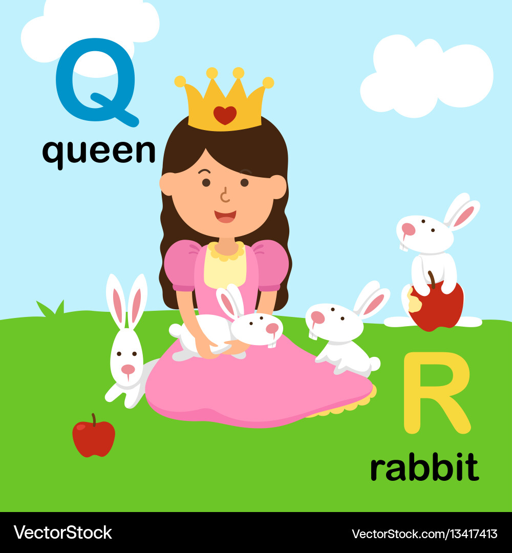 Alphabet Buchstaben q-queen r-rabbit Alphabet Buchstaben q-queen r-rabbit vektorbild