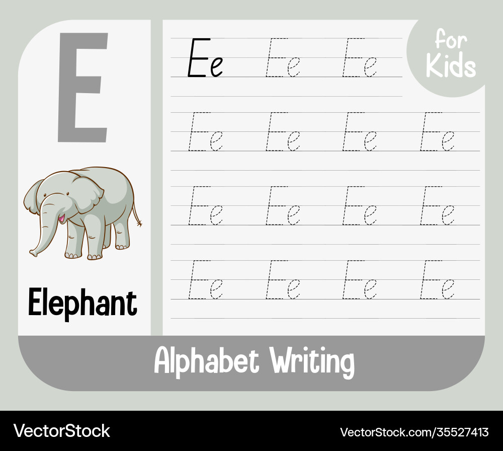 Alphabet tracing worksheet with letter Alphabet tracing worksheet with letter Vector Image