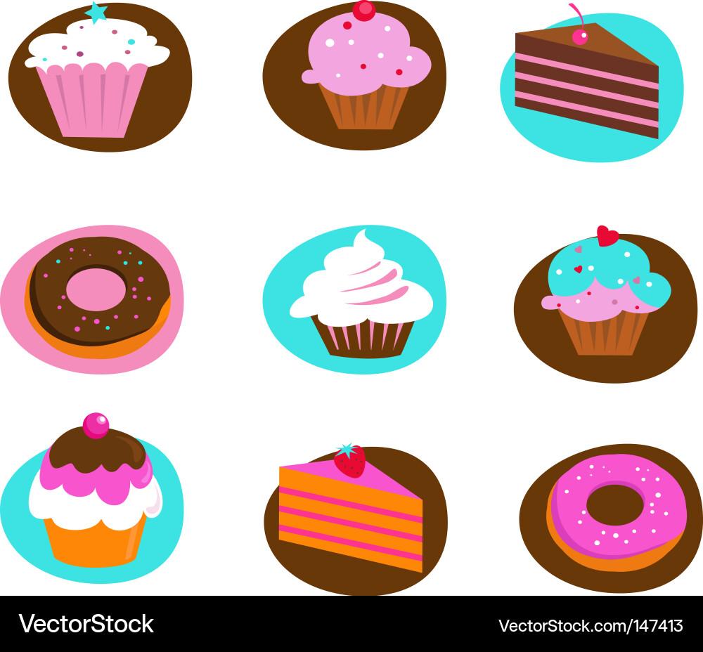 Cake and Dessert Icons Vector Image