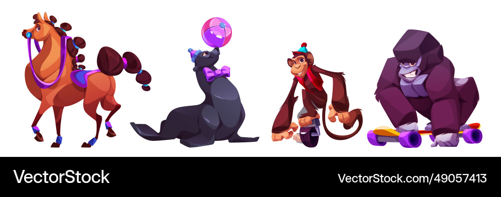 Circus animals during performance Royalty Free Vector Image