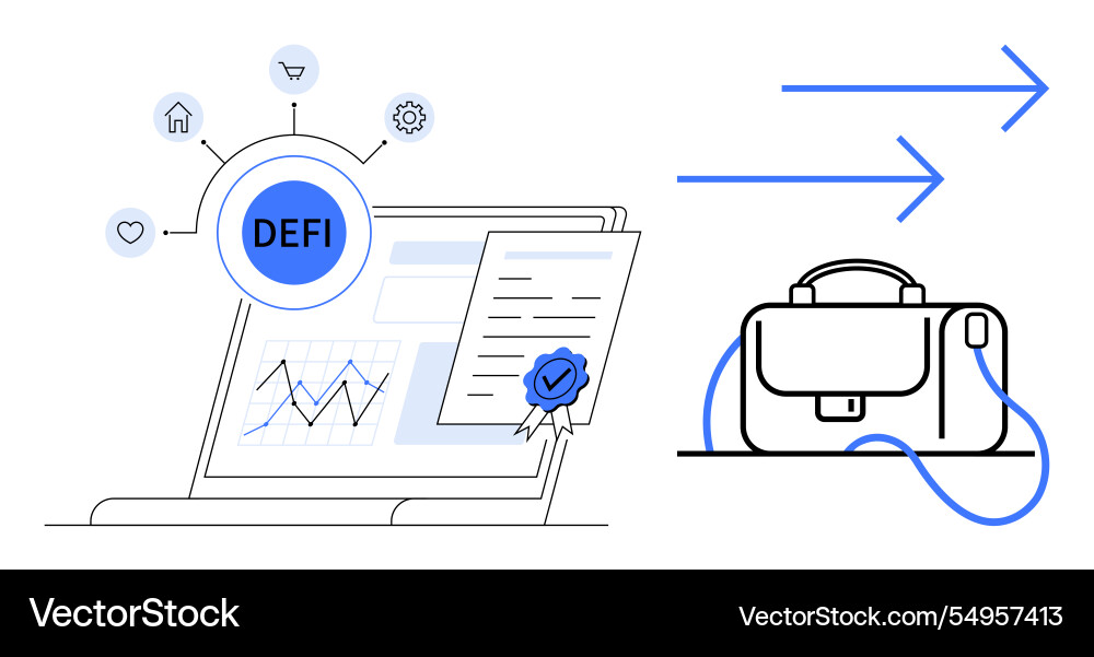 Digital finance concepts laptop displaying defi Digital finance concepts laptop displaying defi vector image