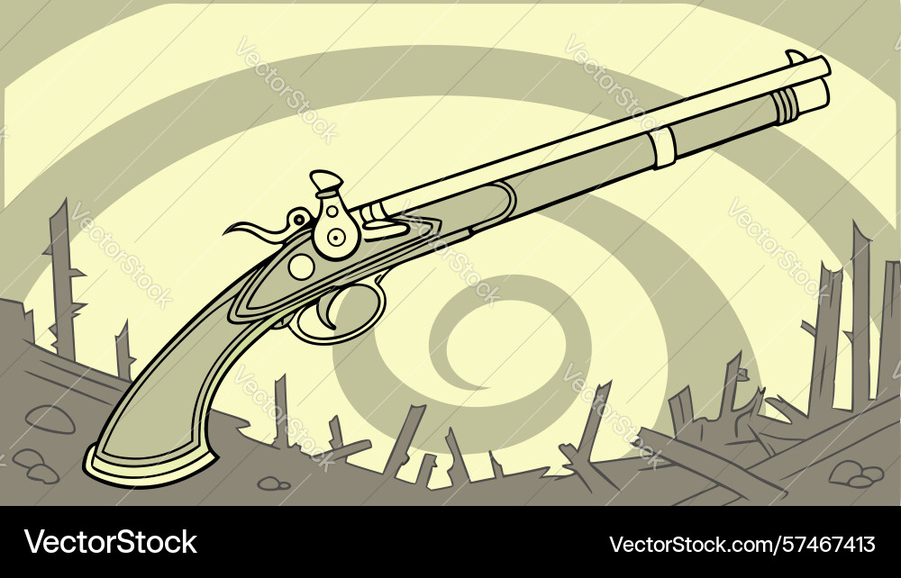 Flintlock pistol with abstract circular pattern vector image