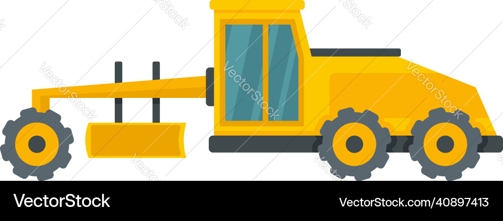 Grader machine vehicle icon flat isolated vector image