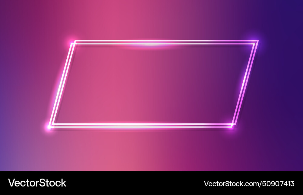 Neon double quadrangle frame Royalty Free Vector Image