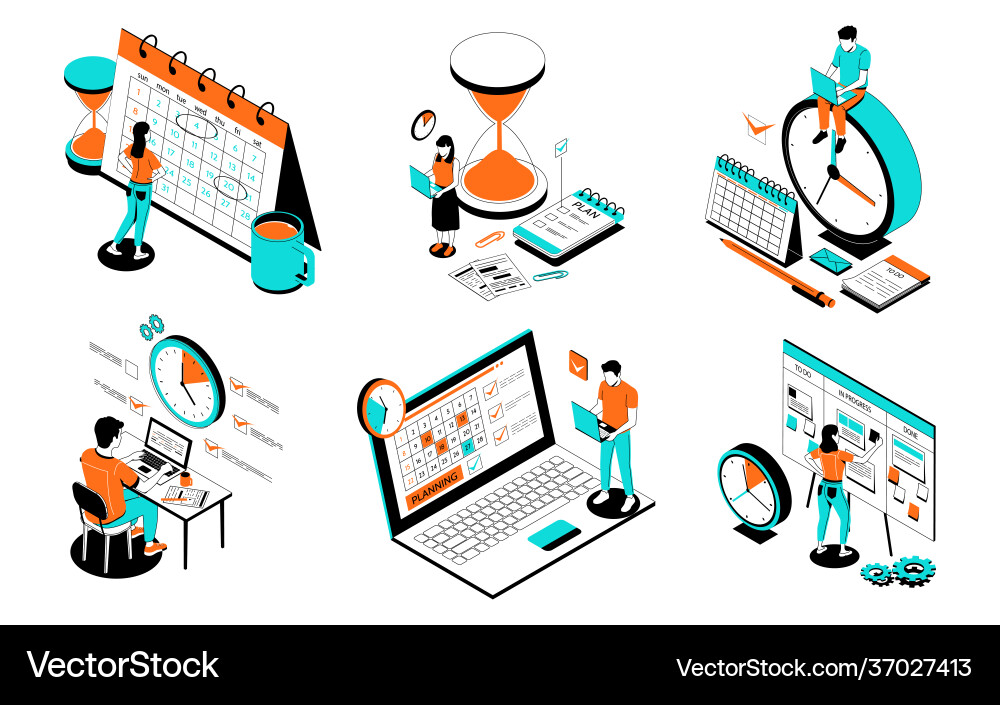Office Task Management & Scheduling vector image