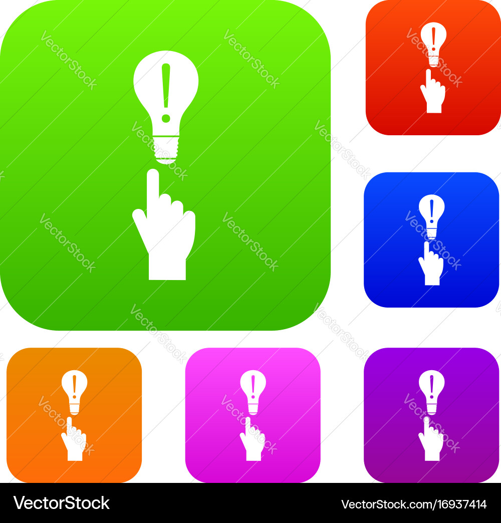 A finger pointer and light bulb set collection vector image