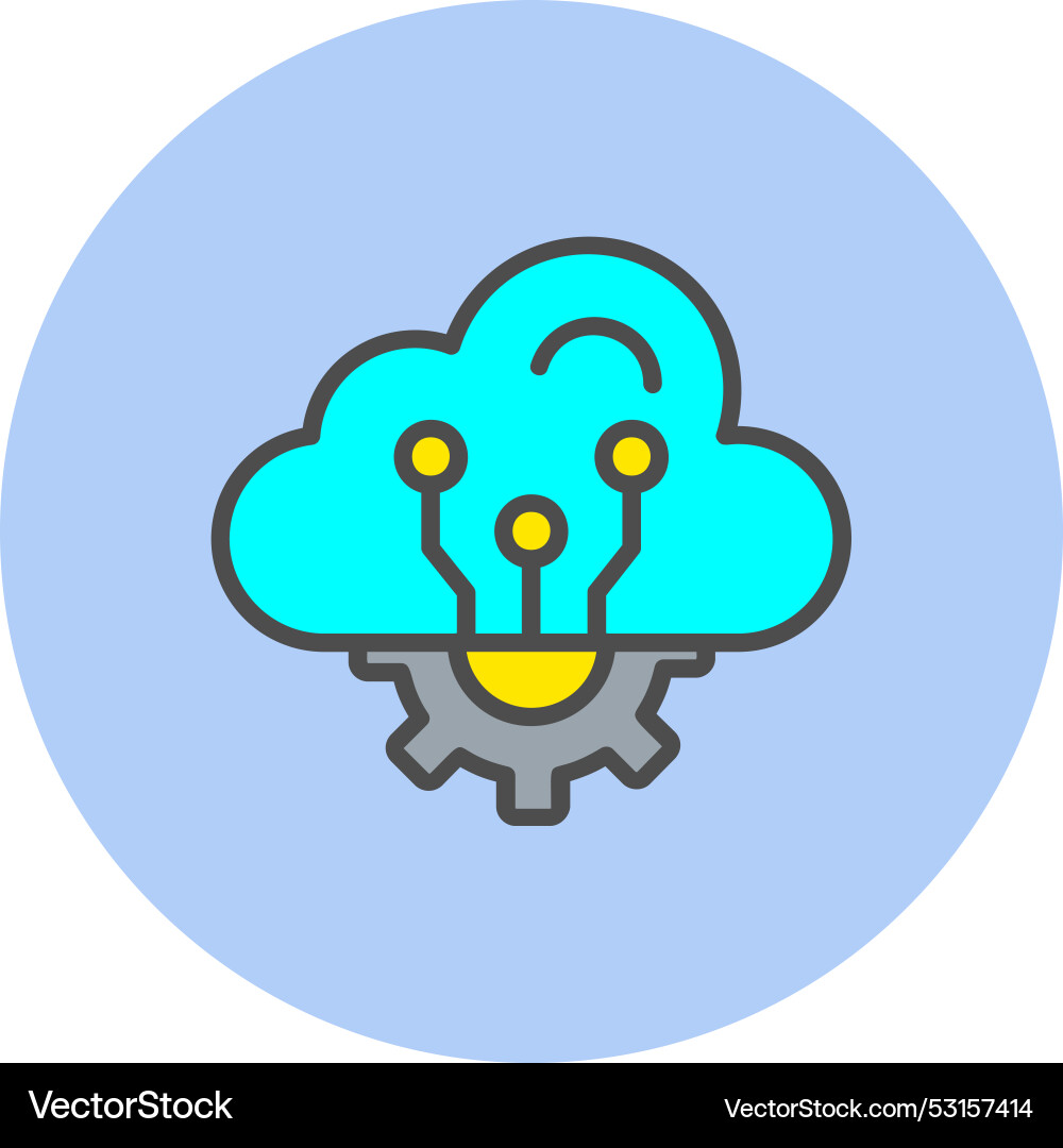 Cloud computing line filled circle icon vector image