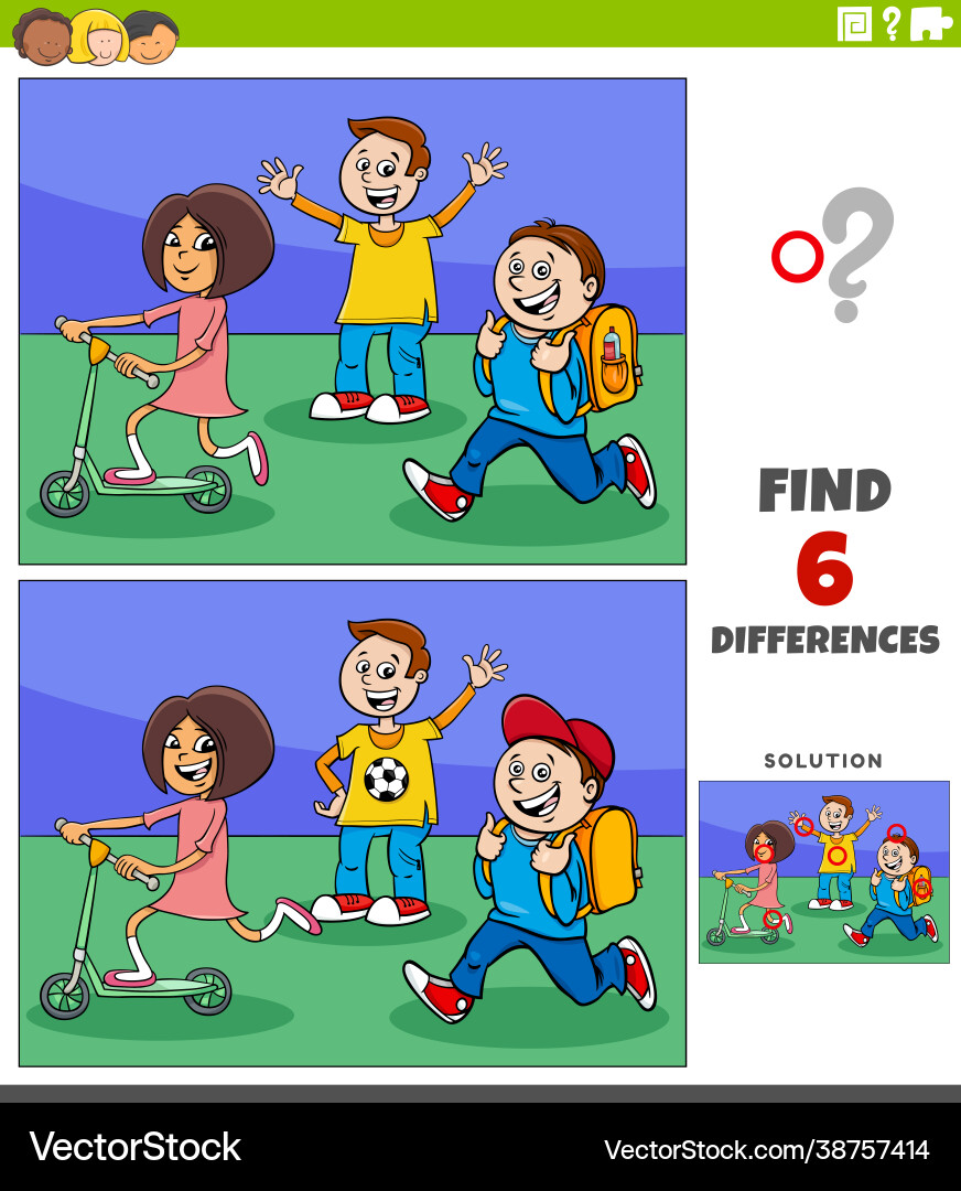 Differences educational game with elementary age Differences educational game with elementary age vector image