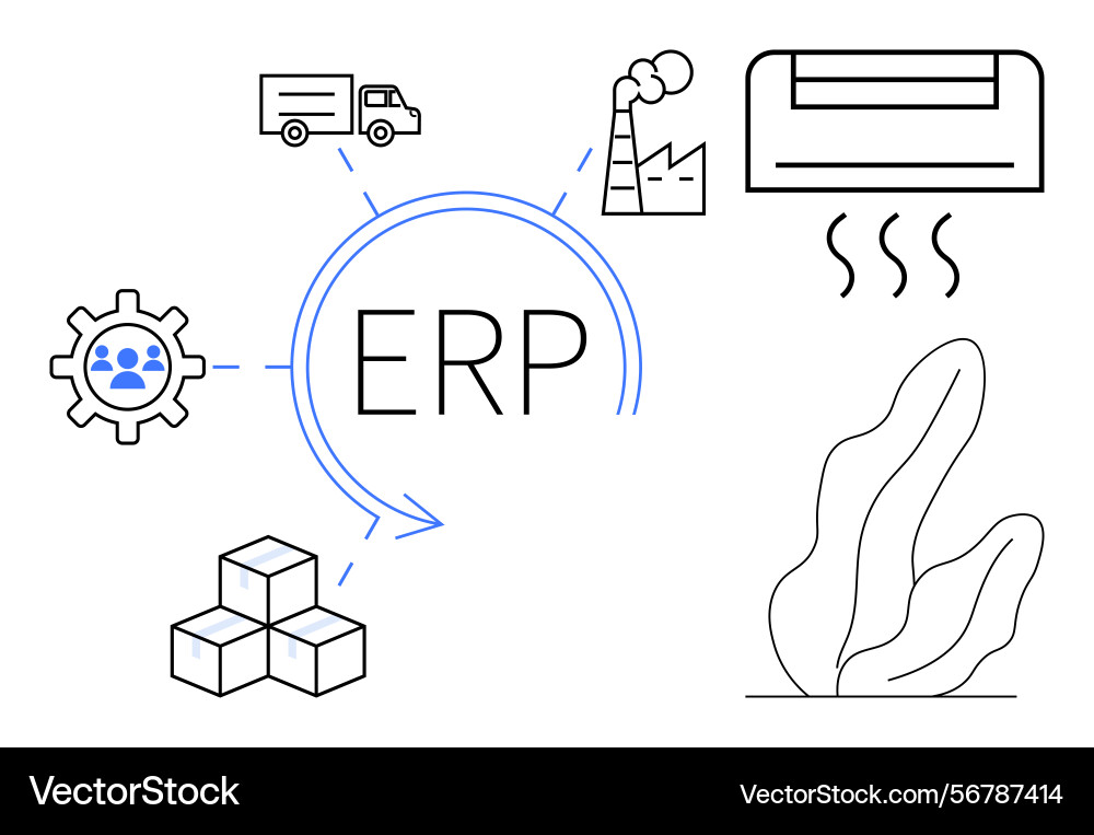 Erp system concept integrating logistics Vector Image