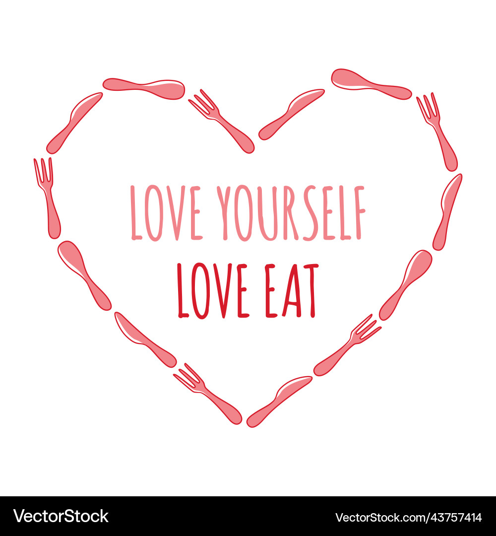 Frame of spoon fork and knife heart text Frame of spoon fork and knife heart text vector image