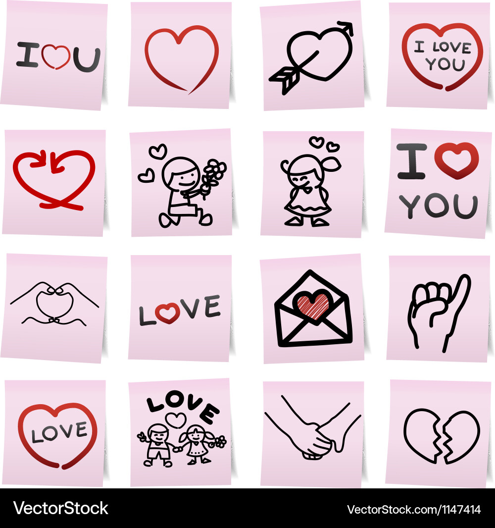 Hand draw cartoon on paper note stickers eps10 Vector Image