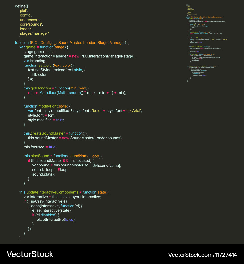 Program code listing abstract programming vector image