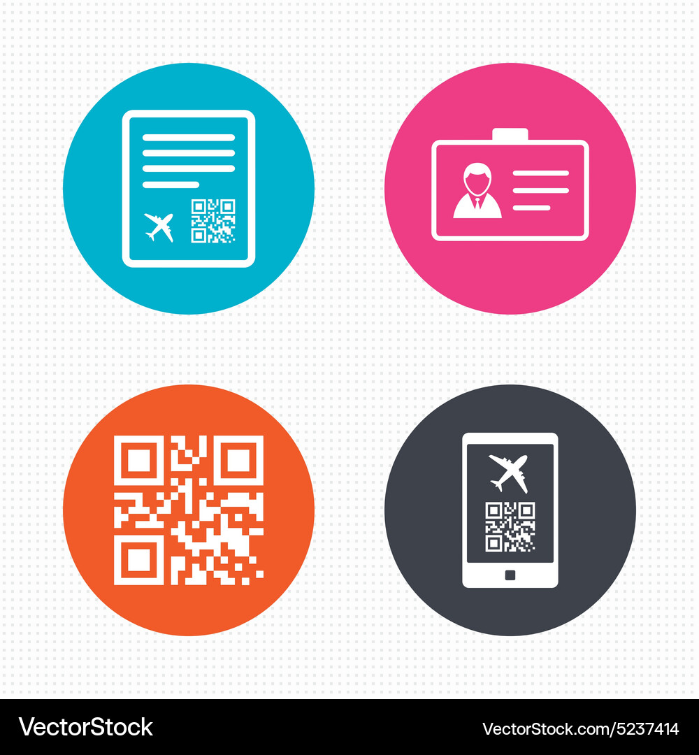 Qr scan code icon boarding pass flight sign Vector Image