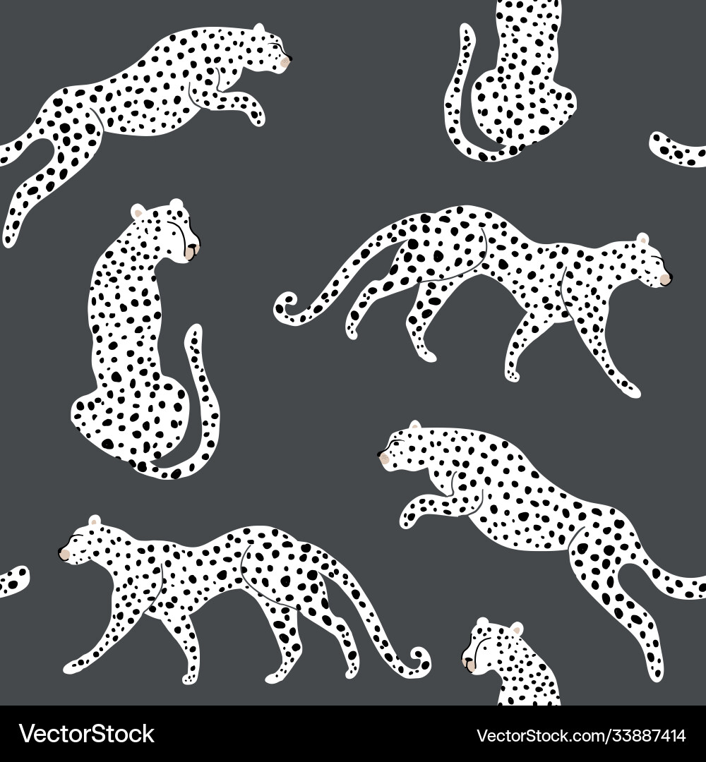 Seamless pattern with hand drawn cheetahs vector image