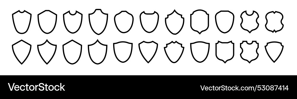 Shield frame set collection signs empty vector image