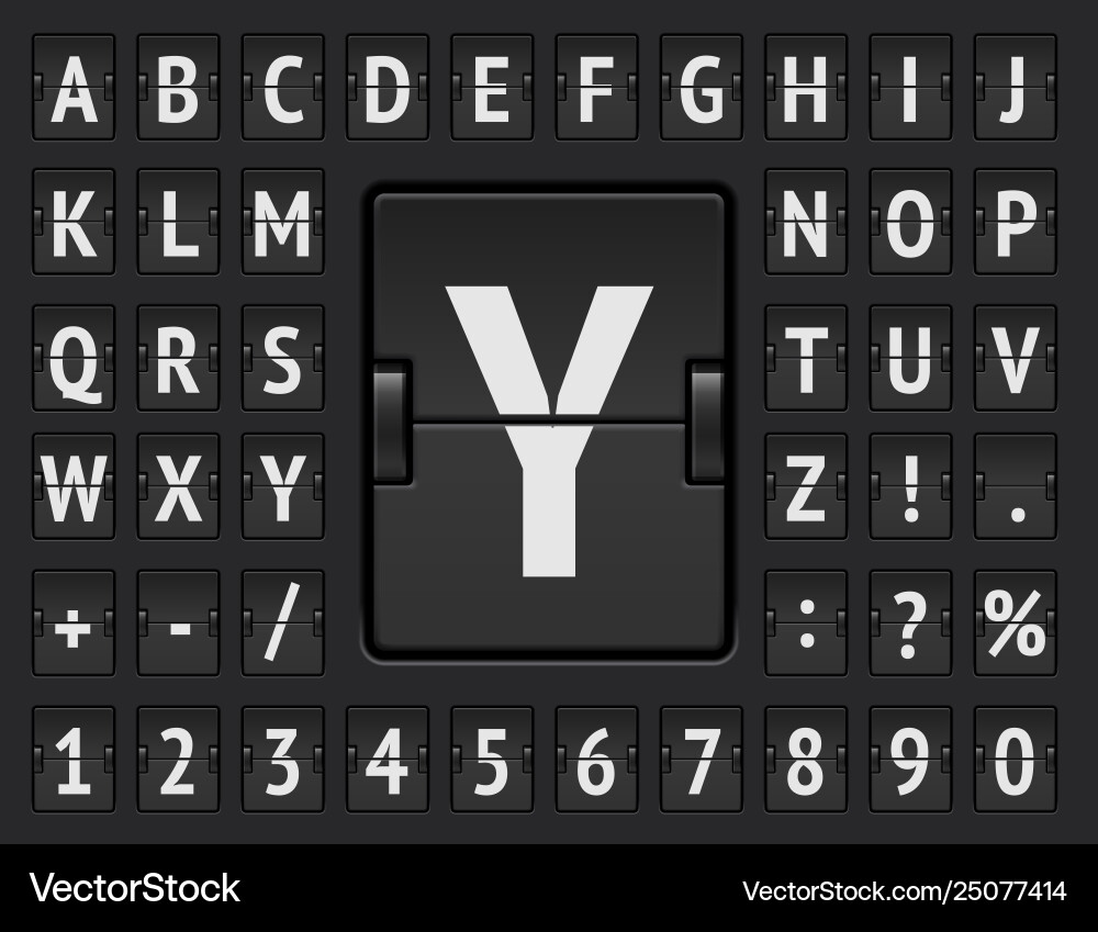 Terminal Scoreboard regelmäßige Schriftart zum Anzeigen von Flug Terminal Scoreboard regelmäßige Schriftart zum Anzeigen von Flug vektorbild