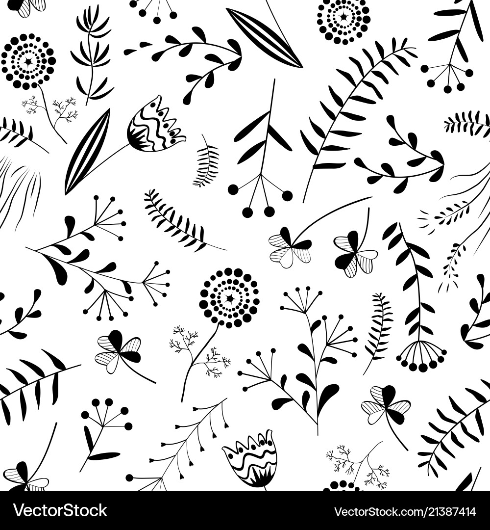 Wild Herb Pattern Vector Image
