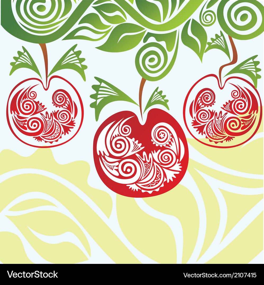 Apples pattern branch Vector Image
