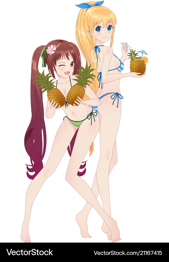 Beautiful anime manga girl in bikini Beautiful anime manga girl in bikini vector image