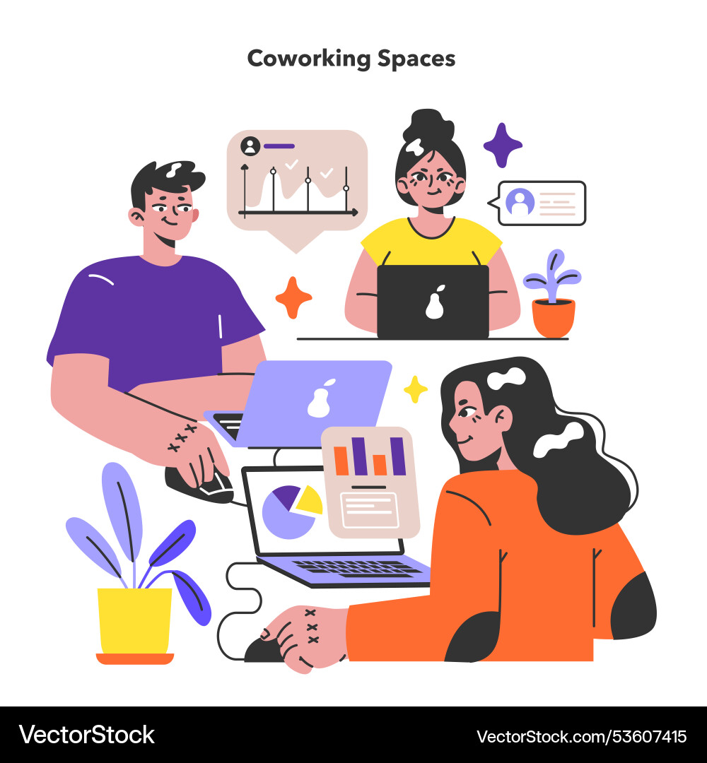 Coworking space shared working environment Coworking space shared working environment vector image