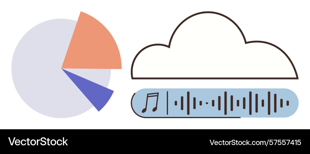 Data visualization with pie chart and cloud Data visualization with pie chart and cloud vector image