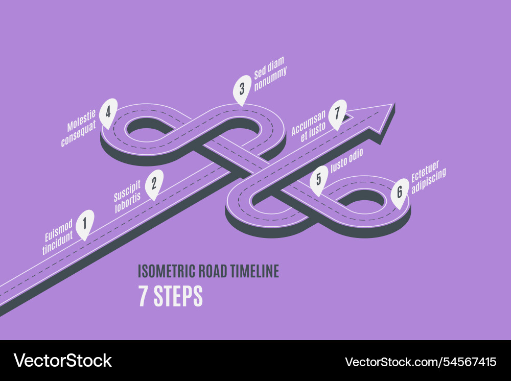 Isometric navigation map infographic 7 steps Vector Image