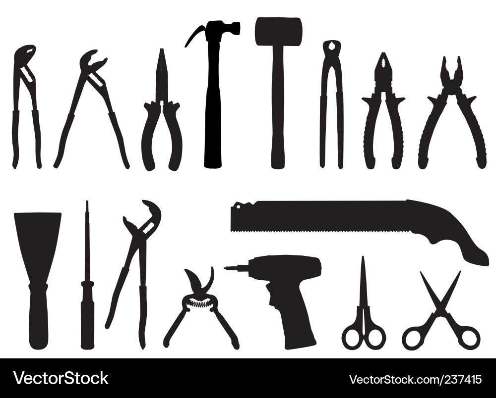 Tool Silhouette Collection Vector Image